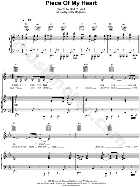 Free Piece Of My Heart by Janis Joplin sheet music