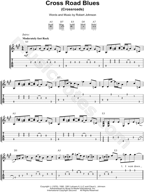 Cross Road Blues (Crossroads) by Cream - Guitar Lead Sheet - Guitar  Instructor