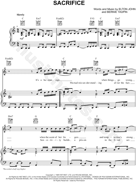 Sacrifice [Live] – Elton John Sheet music for Piano, Vocals (Piano-Voice)