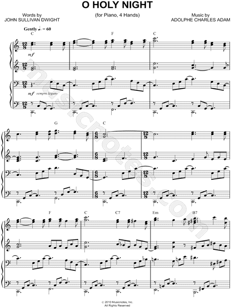 Adolphe Charles Adam O Holy Night Sheet Music (Easy Piano) in C Major  (transposable) - Download & Print - SKU: MN0060571