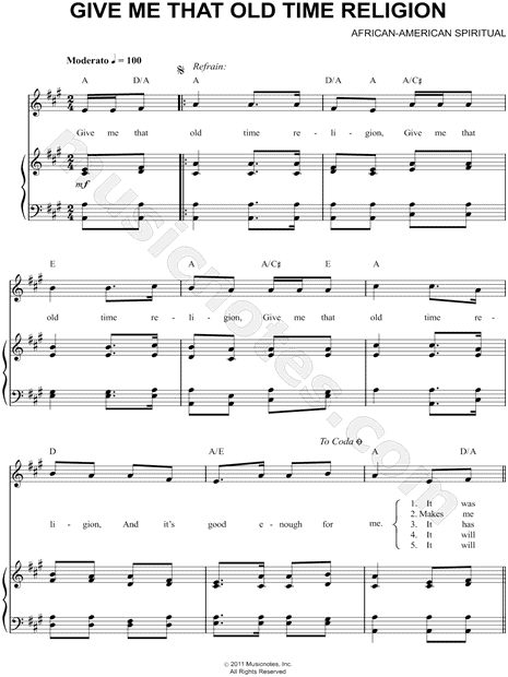 Give Me That) Old-Time Religion (Lead sheet with lyrics ) Sheet music for  Piano (Solo) Easy