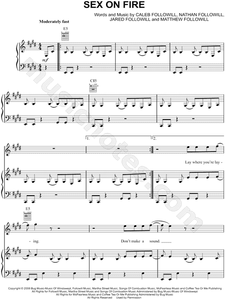 Kings Of Leon Sex On Fire Sheet Music In E Major Transposable Free Download Nude Photo Gallery 