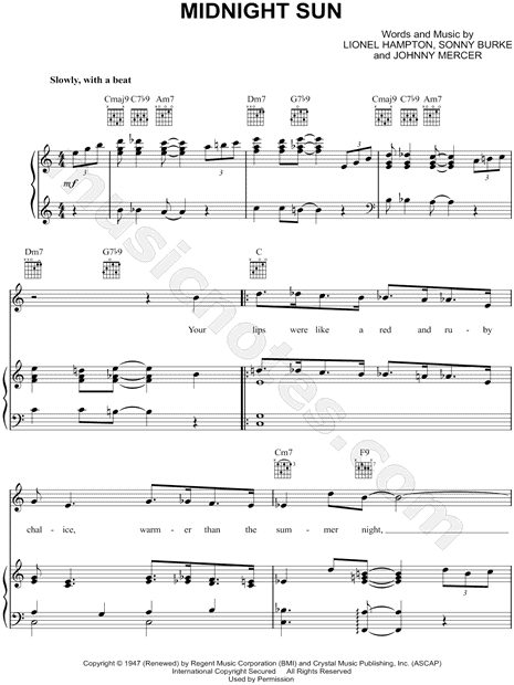 Midnight Sun (Lead sheet with lyrics ) Sheet music for Piano (Solo