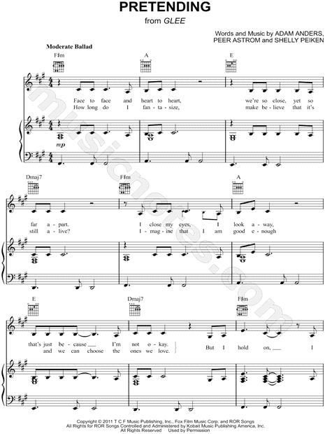 Glee Cast Pretending Sheet Music in F# Minor (transposable