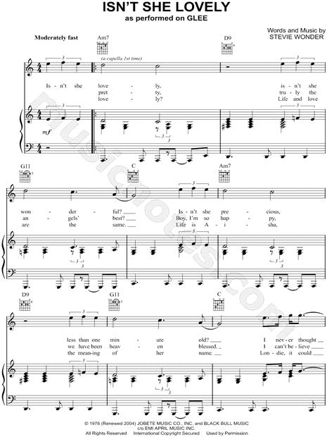 Isn't She Lovely sheet music (real book with lyrics) (PDF)