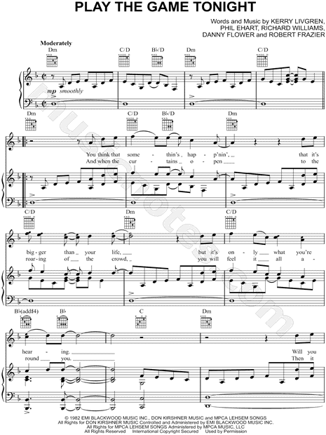 Kansas Play the Game Tonight Sheet Music in D Minor - Download