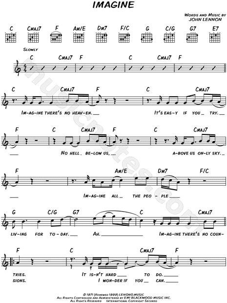 Imagine Sheet Music, John Lennon