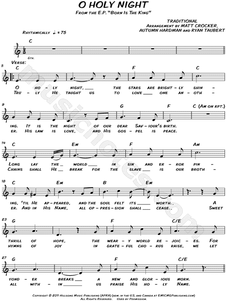 oh holy night guitar chords