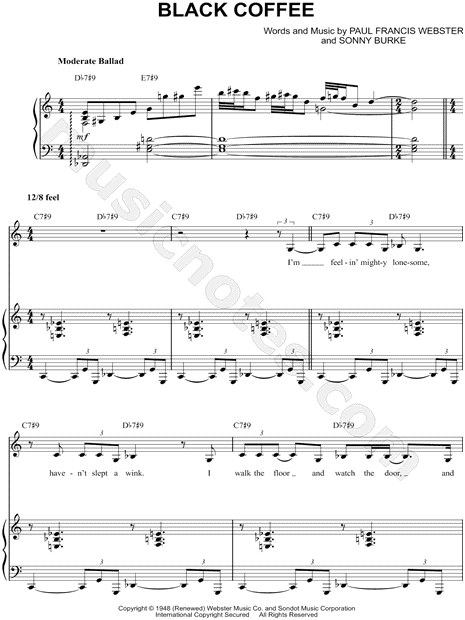 Black Coffee, (easy) sheet music for piano solo (PDF)