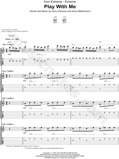 Extreme Play With Me Guitar Tab in C Major - Download & Print