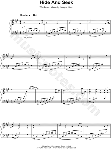 Imogen Heap Hide and Seek Sheet Music (Piano Solo) in A Major - Download  & Print - SKU: MN0107481