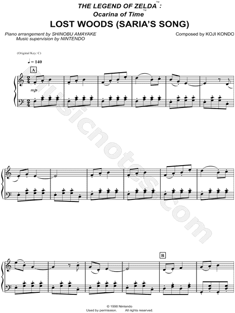 The Legend of Zelda™: Ocarina of Time™ Lost Woods: Piano: Nintendo® -  Digital Sheet Music Download