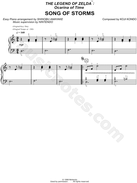 The Legend of Zelda™: Ocarina of Time™ Song of Storms from 'The Legend of  Zelda' Sheet Music (Easy Piano) (Piano Solo) in D Minor - Download & Print  - SKU: MN0109490
