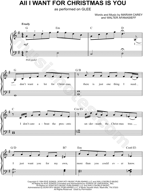 All I Want For Christmas Is You sheet music for guitar (chords