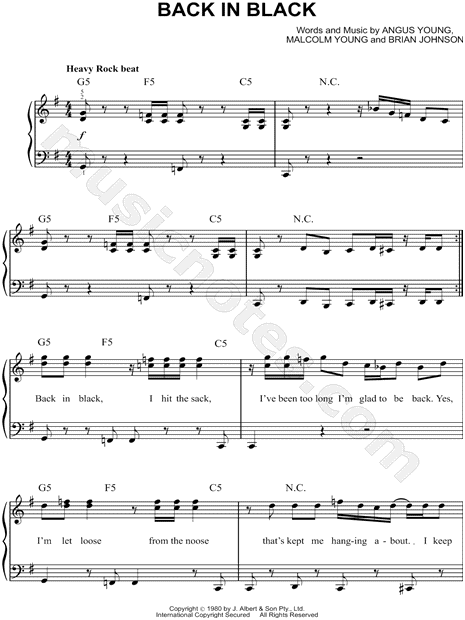 Back To Black Sheet music for Piano (Solo) Easy