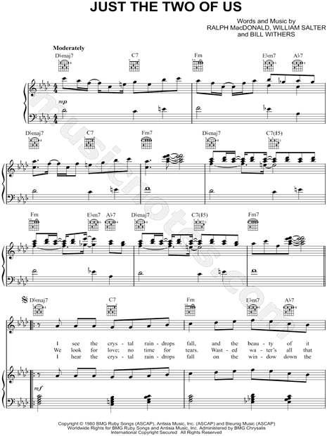 Bill Withers Just the Two of Us Sheet Music in F Minor (transposable) -  Download & Print - SKU: MN0113133