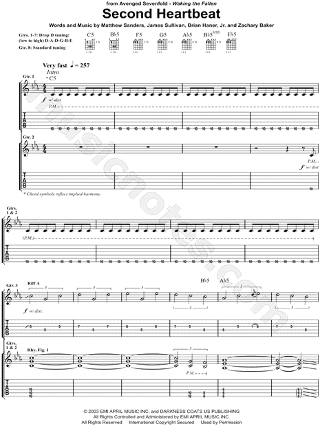 Avenged Sevenfold Afterlife Guitar Tab in D Minor - Download & Print -  SKU: MN0070817