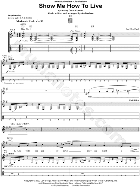 Show Me How To Live (arr. Just The Riffs) Sheet Music