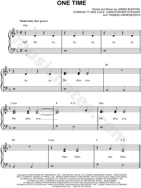 Justin Bieber 'One Time' Sheet Music, Chords & Lyrics