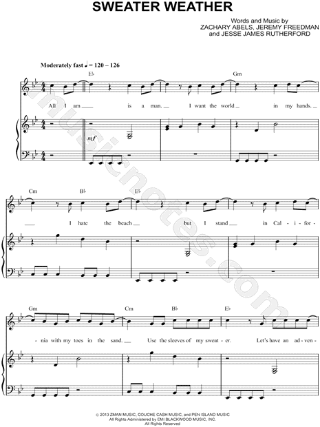 The Neighbourhood - Sweater Weather Sheet music for Piano (Solo