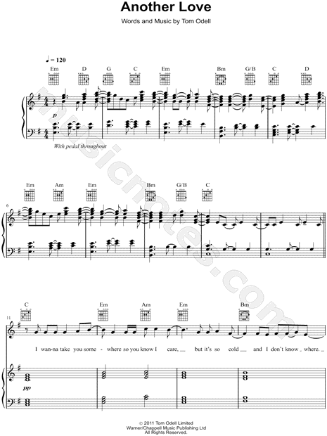 Another Love - Tom Odell (Professional) Sheet music for Piano