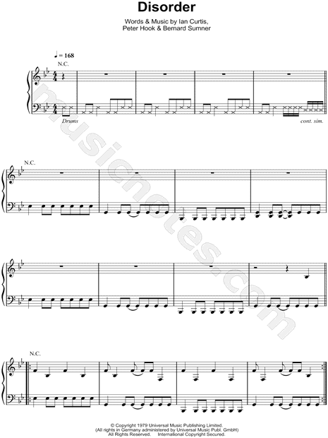 Chord: Disorder - Joy Division - tab, song lyric, sheet, guitar, ukulele