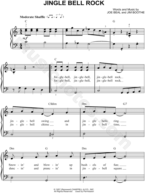 Jingle Bells Piano Sheet Music, Easy with Lyrics [PDF]