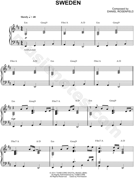 Sweden from Minecraft Sheet Music Piano Solo in E Minor Download Print SKU MN0122686