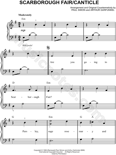 Scarborough Fair - Free Easy Piano Sheet Music  Sheet music, Piano sheet  music, Easy piano sheet music