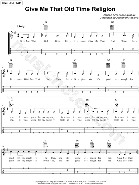 Give Me That Old Time Religion - Easy Guitar Sheet Music and Tab with  Chords and Lyrics