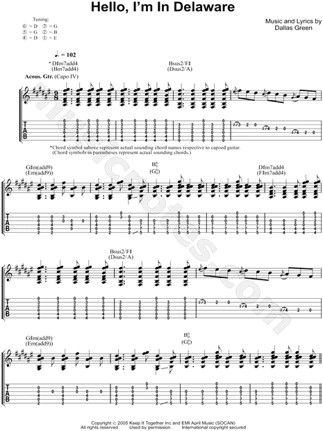 Guitar Tab Tutorials Can I Call You Tonight? Guitar Tab in B Major -  Download & Print - SKU: MN0229778