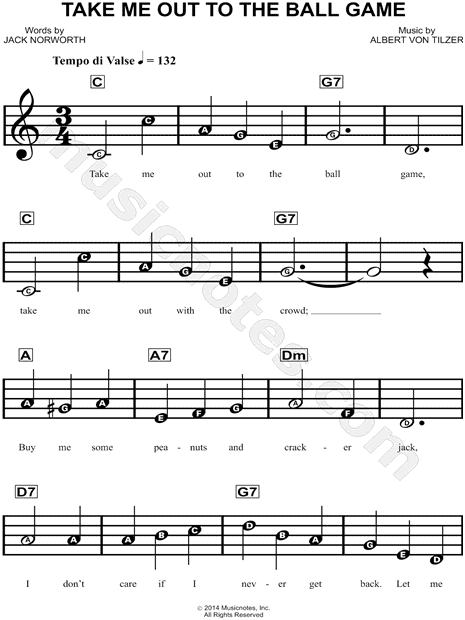 Take Me Out to the Ballgame Free Sheet Music Download