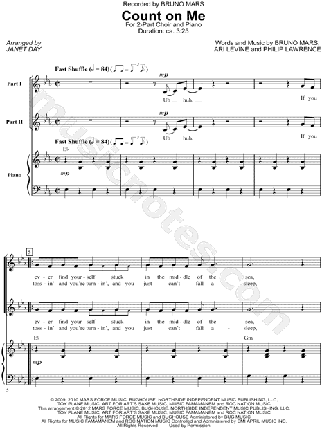 Count On Me (arr. Amphibia Cultural Legacy) Sheet Music, Bruno Mars