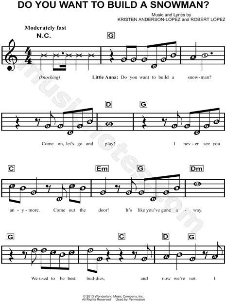 Do You Want to Build a Snowman? from 'Frozen' Sheet Music for Beginners  in G Major - Download & Print - SKU: MN0129876