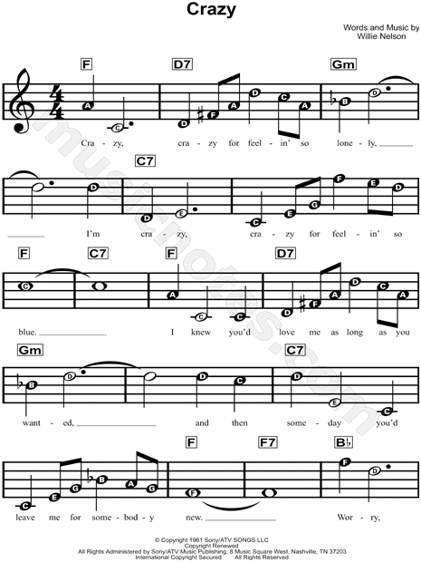 Love Song Lyrics for:Crazy-Patsy Cline with chords.