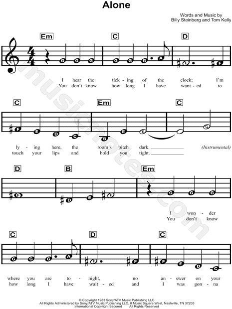 Alone – Heart Sheet music for Piano, Vocals (Piano-Voice)