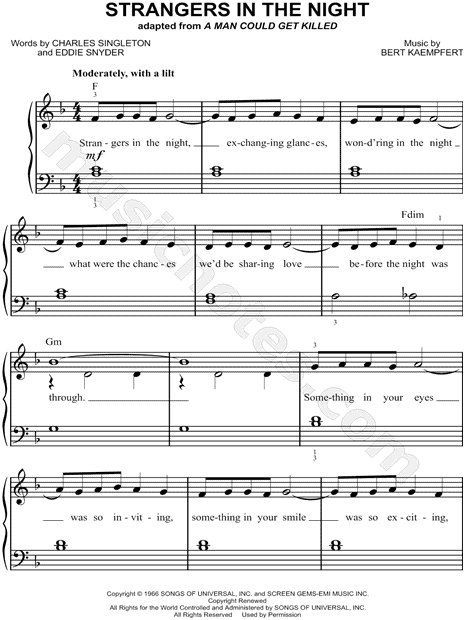 Frank Sinatra - Strangers in the Night - Sheet Music For Alto