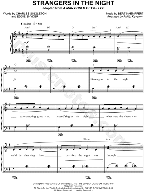 Strangers in the Night" Sheet Music by Frank Sinatra for