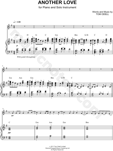 Another Love Sheet Music, Tom Odell