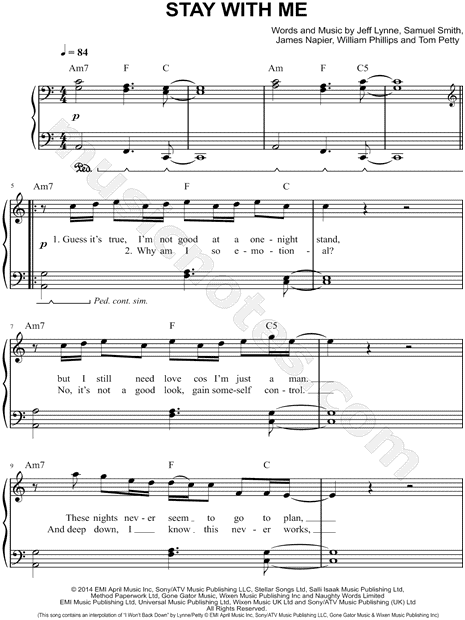 Sam Smith Stay With Me Sheet Music Notes