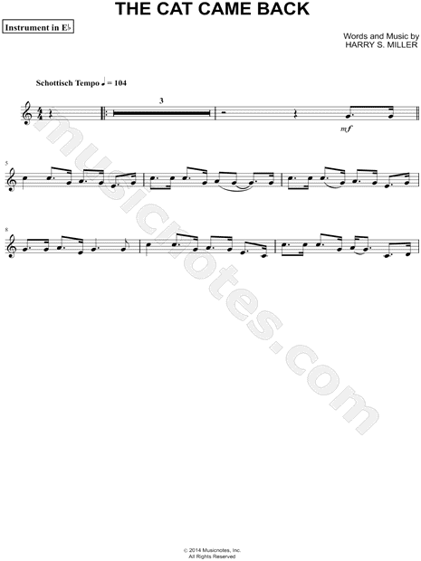 The Cat Came Back - Eb Instrument