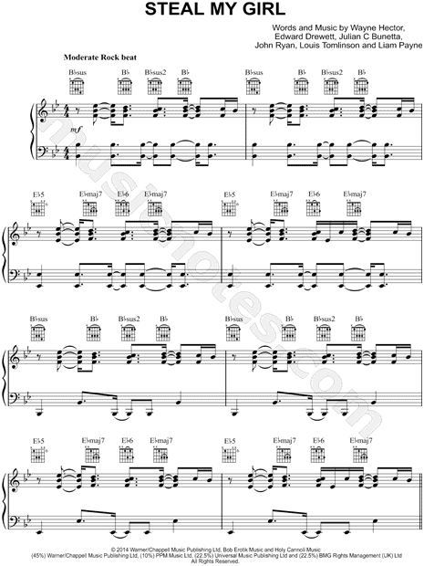 Steal My Girl Sheet Music, One Direction