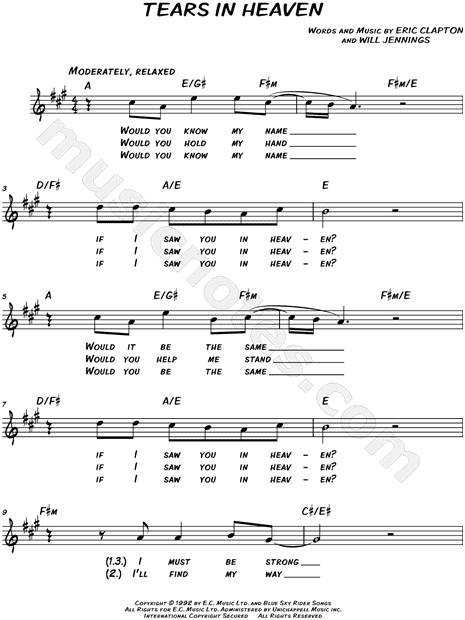 TEARS IN HEAVEN Piano Sheet music