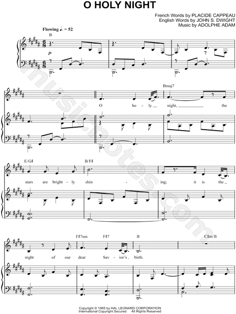 O Holy Night sheet music for voice and piano (PDF-interactive)