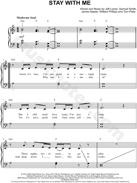 Sam Smith Stay With Me Sheet Music Notes