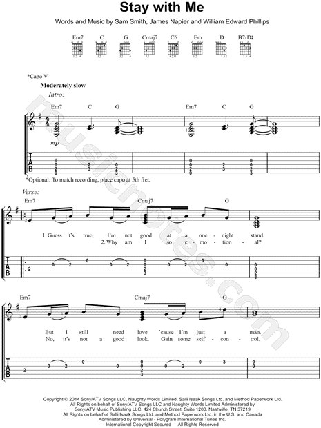 Video - Sam Smith - Stay With Me (Fingerstyle Guitar Tab-Lesson)