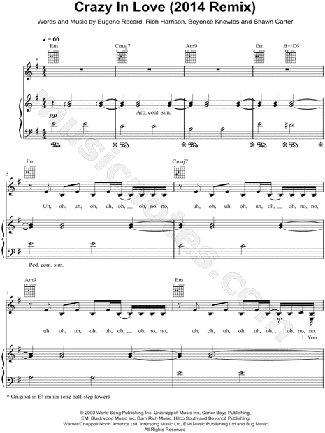 Beyoncé - Crazy in love (50 shades of grey ver.) Sheet music for Piano,  Violin (Solo)