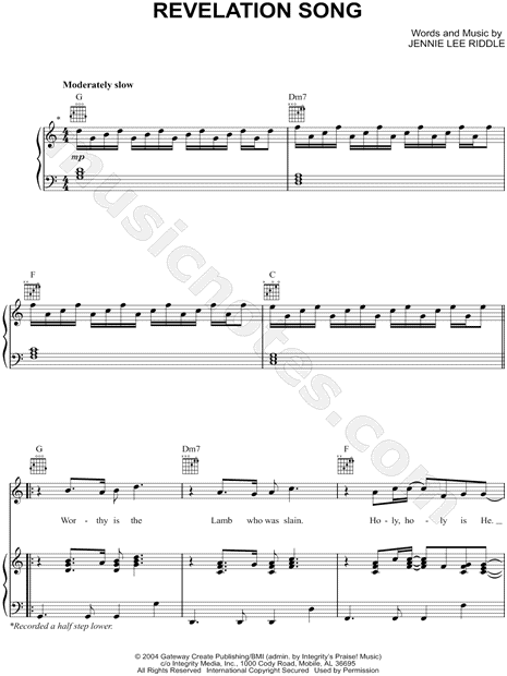 Revelation Song Sheet Music; Transposable Sheet Music - Download & Print