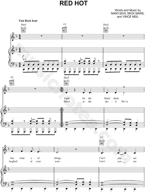 Download Digital Sheet Music of motley crue for Guitar notes and tablatures