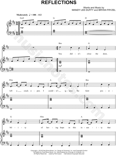 Misterwives Reflections Sheet Music in D Major (transposable